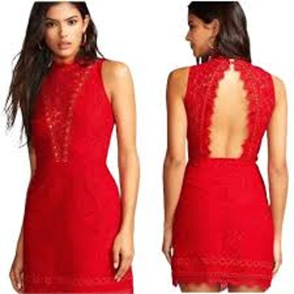 Free People X Saylor Cherie Red Lace Dress Sleeveless Bodycon - Picture 1 of 6